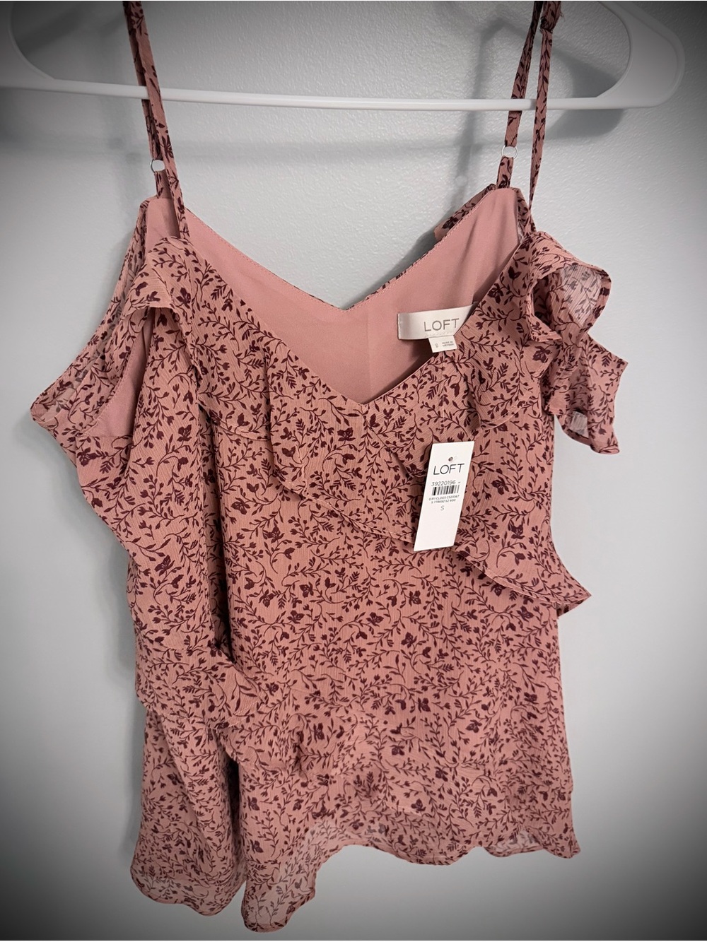 LOFT Rose Floral Ruffled Cold-Shoulder Cami - Picture 2 of 4